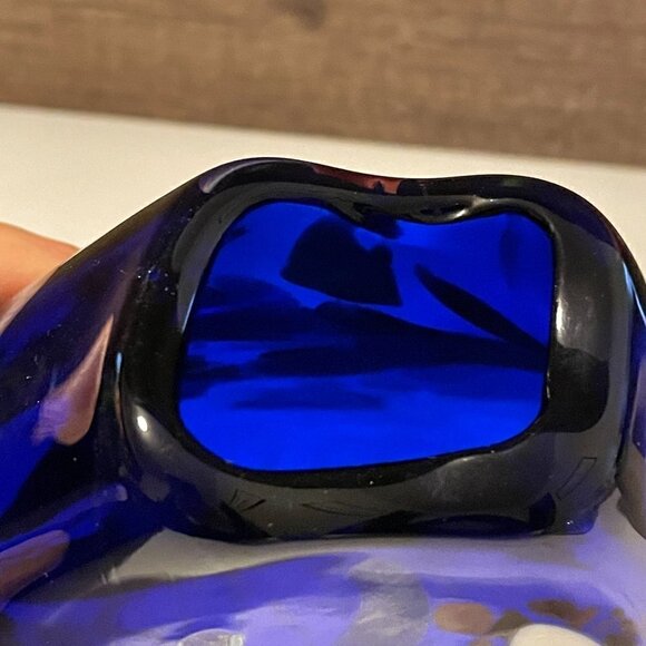 Loren Chapman Vintage Signed Cobalt Blue Blown Glass Swirl Freeform Vase 1983 - Picture 7 of 9